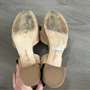 Sam Edelman Leather Suede Beige Cream Strappy Slingback Block‎ Heels Size 9 thumbnail 8