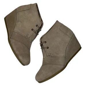 TOMS Womens Desert Wedge Taupe Suede Lace Up Ankle Booties Size 8 thumbnail 6
