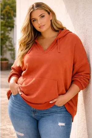 Old Navy Oversized Hoodie Sweatshirt Women‎ Rust Orange Plus 3X Casual Comfort thumbnail 1