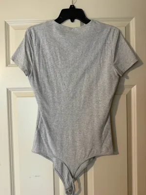 Abercrombie Cotton Bodysuit Short Sleeve Gray thumbnail 2