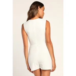 Lulus Enticing Endeavors White Square Neck Sleeveless Skort Romper Classy Sz M thumbnail 2