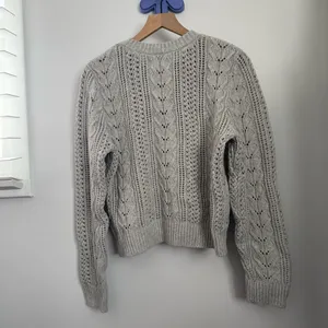 Hollister XS Cable‎ Knit Cardigan Eyelet Grey Coquette Minimal Preppy thumbnail 3