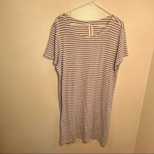 Merona Women's Size XXL T-Shirt Dress‎ Short Sleeve White Black Stripes Crewneck thumbnail 2