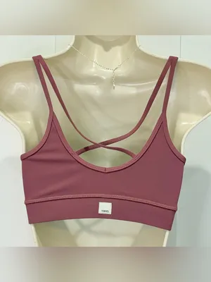 Vuori Mindset Sports Bra XS Cedar Mauve Strappy Workout Yoga Pilates Running thumbnail 6