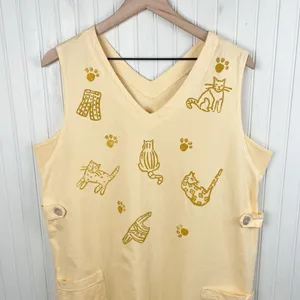 Vintage 90s Viva City USA Cat Painted Dress Size XL Cotton Artsy Cottagecore thumbnail 3