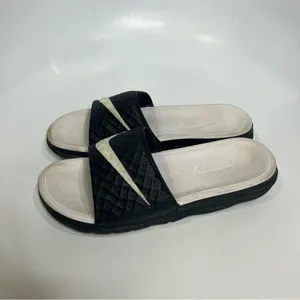 Nike Benassi solarsoft slides black & white size‎ 5 thumbnail 4