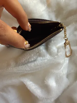 Brown checkered mini coin purse wallet NEW thumbnail 3