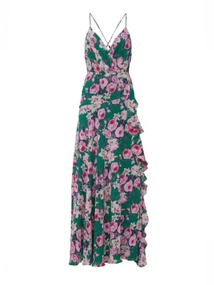 Astr Floral Green Maxi Dress with Pink Rose Print thumbnail 3