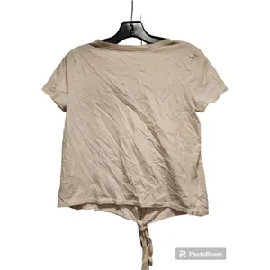 American Eagle Tie-Front T-Shirt Striped Casual Top Tee‎ White S thumbnail 2