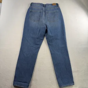 American Eagle 10 Long 10T Highest Rise Mom‎ Jeans Ripped Knee Distressed Blue thumbnail 11