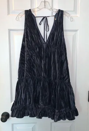 NWT Free People Blue Pleated Plush Swing Dress thumbnail 2
