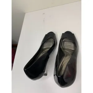 Dexflex Comfort Klue Womens Size 6.5 Open Toe Heel Shoes Black Shiny thumbnail 6