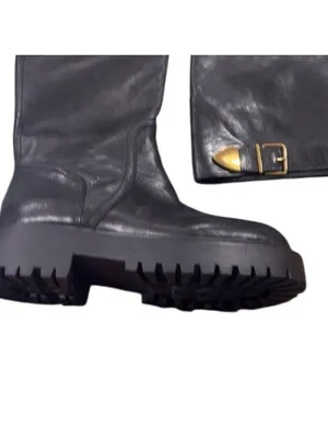 NEW STEVE MADDEN BUSTER BLACK LEATHER BOOT Lug Platform Sole Chunky Black SZ-11 thumbnail 3