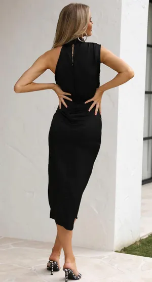 Hello Molly Black Satin Cocktail Dress NWT thumbnail 2