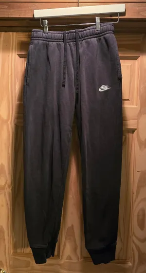 O Nike Women's Dark Charcoal Fleece Joggers with White Swoosh Small thumbnail 1