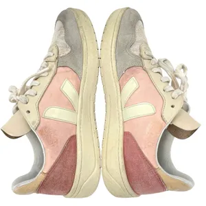 Veja V-10 Multico Colorblock Sneaker Suede Leather Pastel Pink Blue Cream Size 8 thumbnail 2