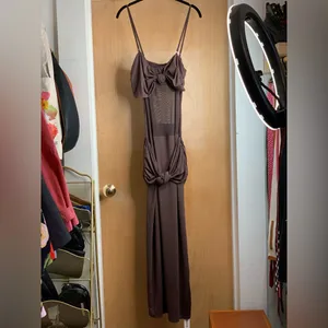 Commense Chocolate Brown Twist-Front Midi Dress. Size-Large Soft Sexy thumbnail 3