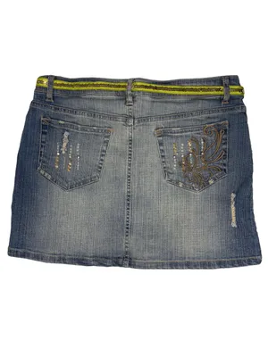 Vintage Y2K Southpole Jeans Sequin Distressed Denim Mini Skirt Size 13 thumbnail 8