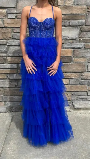 Amelia Couture Whimsical Sleeveless A-Line Gown With Tiered Skirt thumbnail 3