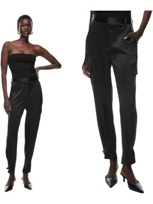 Babaton Aritzia Refined Satin Cargo Pant In Black Size 2 thumbnail 2
