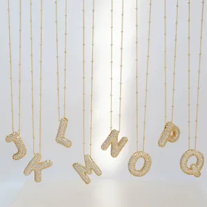 Bubble Balloon Letter K Zircon Initial Necklace Gold thumbnail 2