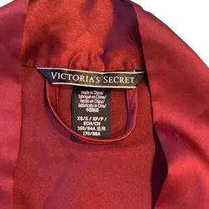 VICTORIA'S SECRET Kimono Robe Silky Satin Belt Pockets Interior‎ Tie Red Sz XS/S thumbnail 4