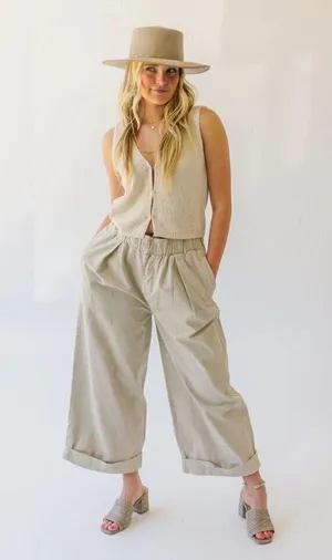 FREE PEOPLE After Love Roll Cuff Wide Leg Pants in Sandshell Size Medium thumbnail 11