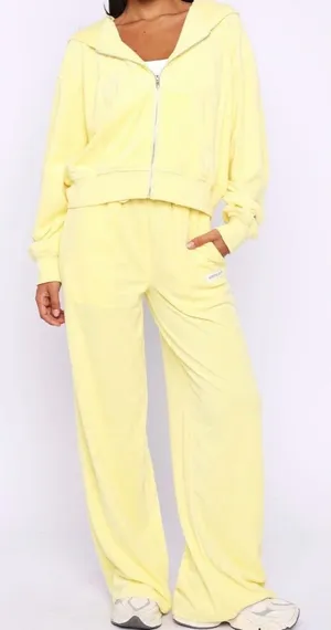 SOLD OUT White Fox NWT Causing Commotion Terry Boxy Zip Front Hoodie Lemon L XL thumbnail 1