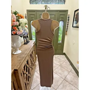 Beautiful Coffee-Colored Maxi Dress – Size S thumbnail 5