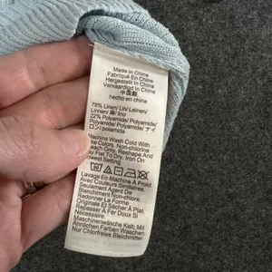 Madewell Womens Light Blue Linen Blend Ribbed Short Sleeve Polo Sweater Size M thumbnail 4