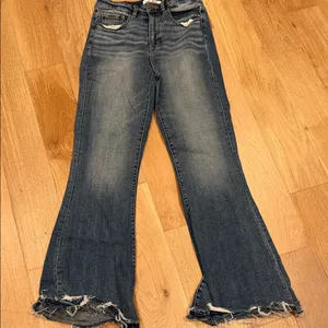 BKE Distressed slim fit‎ high rise super Flare Jeans in Blue 29 thumbnail 1