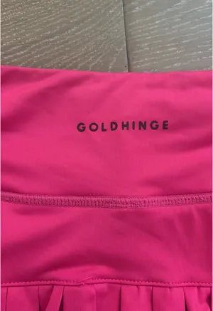 Gold Hinge Pleated Tennis Skirt with Built-In Tennis Shorts Pink thumbnail 3