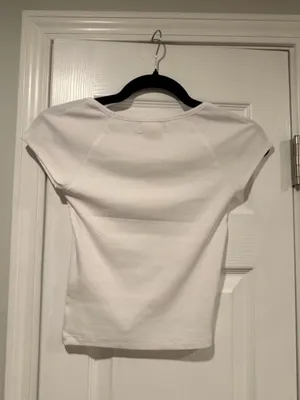 NWOT Madewell Size M White Square Neck Short Sleeve Ribbed Stretch Cropped Top thumbnail 7