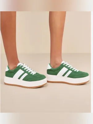 Madden Girl Y2K Navida Sneaker Green Platform White Strip Sneakers Size 9 thumbnail 2
