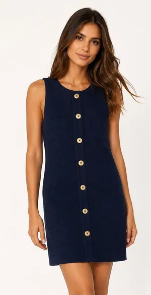 J.Crew Navy Boucle Shift Dress Quiet Luxury Coastal Parisian‎ Classy Preppy 8 thumbnail 1