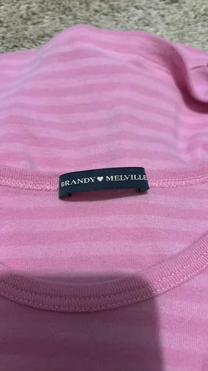 pink striped Brandy Melville Tee shirt thumbnail 4