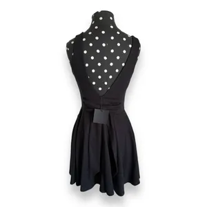 asos Womens Dress Sz 4 Black Skater Deep V Back‎ Knit Solid Short Mini thumbnail 6