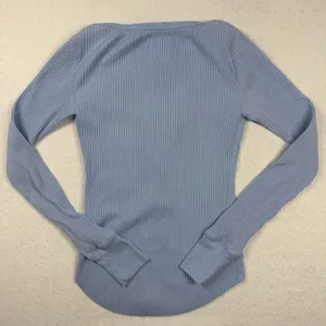 Aerie Essential Henley Layering T-Shirt XXS Blue Ribbed Long Sleeve Fitted Top thumbnail 2