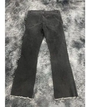 Free People Charcoal Gray Wash Straight Leg‎ Denim Jeans Size 28 Raw Hem thumbnail 2