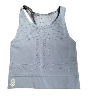 FP Movement By Free People Seamless Ribbed Crop Tank‎ Top XS TP Blue Mesh Cutout thumbnail 1