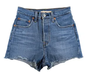 Levis Premium Ribcage Shorts Womens 25 Blue Denim High Rise Button Fly Casual‎ thumbnail 1