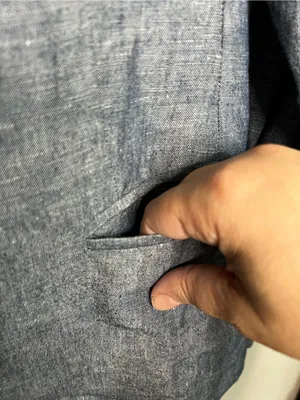 Club Monaco Borrem Linen Blue Heathered One Button‎ Preppy Quiet Luxury Blazer thumbnail 5