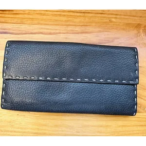 Fendi Dark‎ Brown Selleria Leather Continental Wallet Dark Brown Pre-owned thumbnail 3