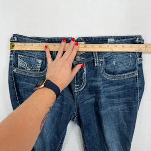 Vigoss 11 / 31 Jeans Bootcut Embellished Rhinestone Flap Pocket Medium Wash Blue thumbnail 13