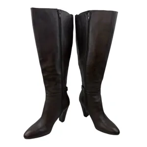 *Marc Fisher Shayna Tall Heeled Boots Womens 7.5 Brown Leather Classic Academia thumbnail 9