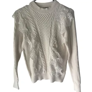 Lulus Women's Size Small‎ White Cottage Coquette Feminine Lace Sweater thumbnail 2