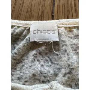 Chicos Lace Crochet Front‎ Top Size 2 Tropical All Over Print 3/4 Sleeve thumbnail 4