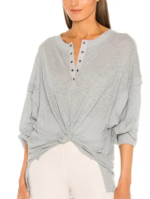 FP Movement Gray Oversized One Up Long Sleeve Shirt - Size - XS thumbnail 1