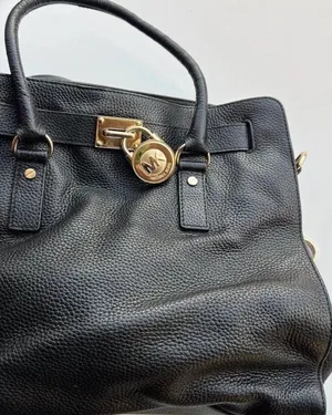 Vintage Michael Kors Carine Pebbled Leather Satchel Black Tote Shoulder Bag thumbnail 1