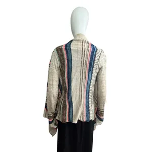 Love on a Hanger Striped Open Front Waterfall Cardigan Sweater Size Medium thumbnail 3